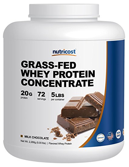 Nutricost Grass-Fed Whey Protein Concentrate (Chocolate) 5LBS - Undenatured, Non-GMO, Gluten Free, Natural Flavors