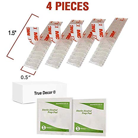 EZ Pass Velcro strips with adhesive - Mounting Tape velcro strips - 2 Sets of EZ Pass/I-Pass/Toll Tag Tape Mounting kit - 4 Peel-and-Stick Adhesive Strips with Alcohol Prep Pad by True Décor (2 Sets)
