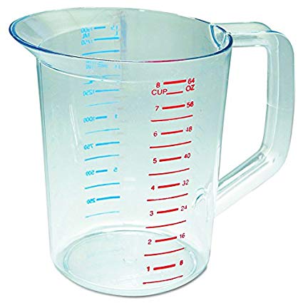 Rubbermaid Commercial 3217 2 qt Capacity, Clear Color, Polycarbonate Bouncer Measuring Cup