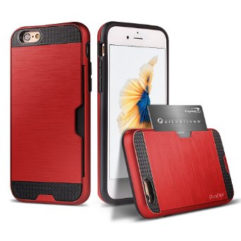 iPhone SE Case,Profer [Heavy Duty][ Drop Protection] Dual Layer Armor Holster Defender Full Body Protective Hybrid Wallet Case cover for Apple iPhone SE(2016) (Red)