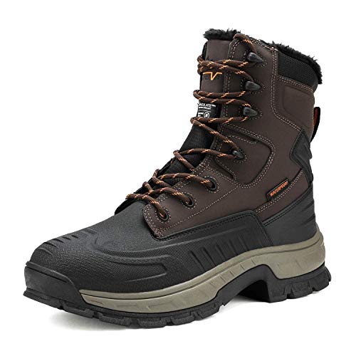 NORTIV 8 Men's Insulated Waterproof Construction Rubber Sole Winter Snow Skii Boots