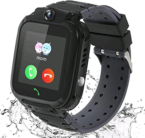 Kids SmartWatch with Call,Waterproof Smart Watch for Kids with SOS Call / Camera / LBS Tracker / Game, Touch Screen Watch Phone for Kids with Alarm Clock Birthday Gift(Black)