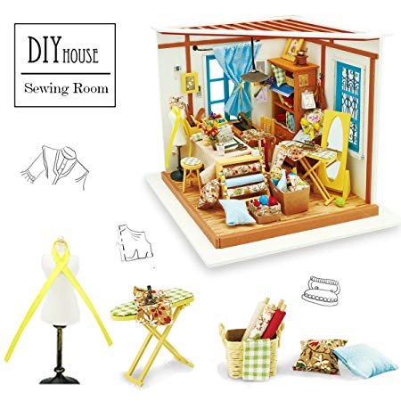 Rolife Wooden Miniature Dollhouse Kit with Light-DIY Art House Crafts-3D Wooden Puzzle-Model Building Sets-Perfect Birthday for Girls Women Friends Mom Wife