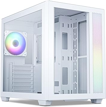 Vetroo AL700 Mid-Tower ATX White PC Case Dual Tempered Glass Panel Top & Baseplate 360mm Radiator Support Computer Gaming Case ARGB with LED Strip Pre-Installed Rear 120mm Addressable RGB Fans
