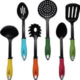 Kitchen Utensils Cooking Set by Chefcoo8482 Includes 7 Pieces Non-stick Cookware Gadgets - Soup Ladle Skimmer Slotted Spoon Slotted Turner Spoon Pasta Fork and Stand