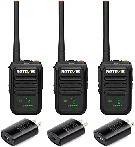 Retevis RB38V 2 Way Radios Long Range,MURS Walkie Talkies Rechargeable,LED Display,NOAA,1500mAh Battery,for Family Outdoor(3 Pack Including Adapter)