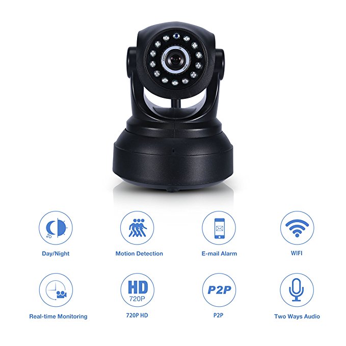 720P IP Camera, Home Security Camera, Wireless Wifi Cloud IP Spy Camera, Full HD with Night Vision Two-Way Audio Motion Detection (Small Camera Black)