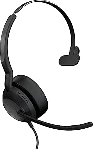 Jabra Evolve2 50 Wired Mono Headset - with AirComfort Technology, Noise-Cancelling Mics & Active Noise Cancellation - MS Teams Certified, Works with All Other Platforms - Black