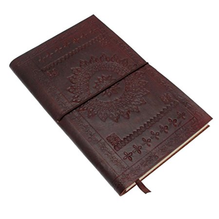 Chocolate Embossed Leather Journal Large 175 x 230mm