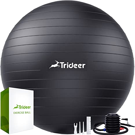 Trideer Extra Thick Yoga Ball Exercise Ball, 5 Sizes Gym Ball, Heavy Duty Ball Chair for Balance, Stability, Pregnancy, Quick Pump Included
