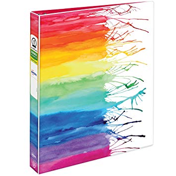 Avery   Amy Tangerine Designer Collection Binder, 1” Round Rings, 175-Sheet Capacity, Watercolor Rainbow (28322)