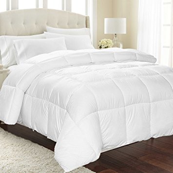 Equinox Comforter - (350 GSM) White Alternative Goose Down Duvet (King) - Hypoallergenic, Plush 350GSM Siliconized Fiberfill, Box Stitched, Protects Against Dust Mites and Allergens