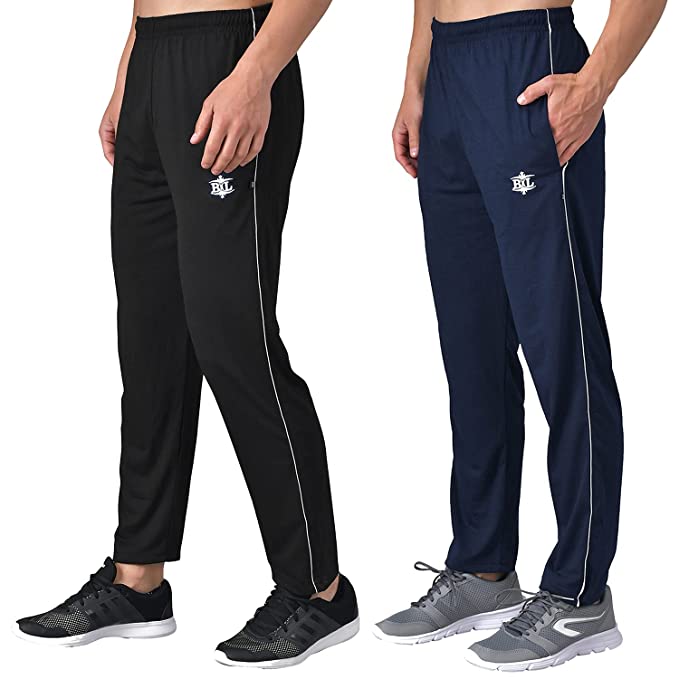 eKools® Plain Trackpants for Men | Plain Trackpants | Basic Trackpants | Two Side Pockets with One Zip Pocket for Phone | 100% Cotton | Men's Trackpants (Pack of 2)