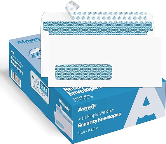 500#10 Single Left Window SELF Seal Security Envelopes - Super Strong Quick-Seal Self Sealing Closure, Security Tinted, Size 4-1/8 x 9-1/2 Inches, 24 LB - 500 Count (35210)