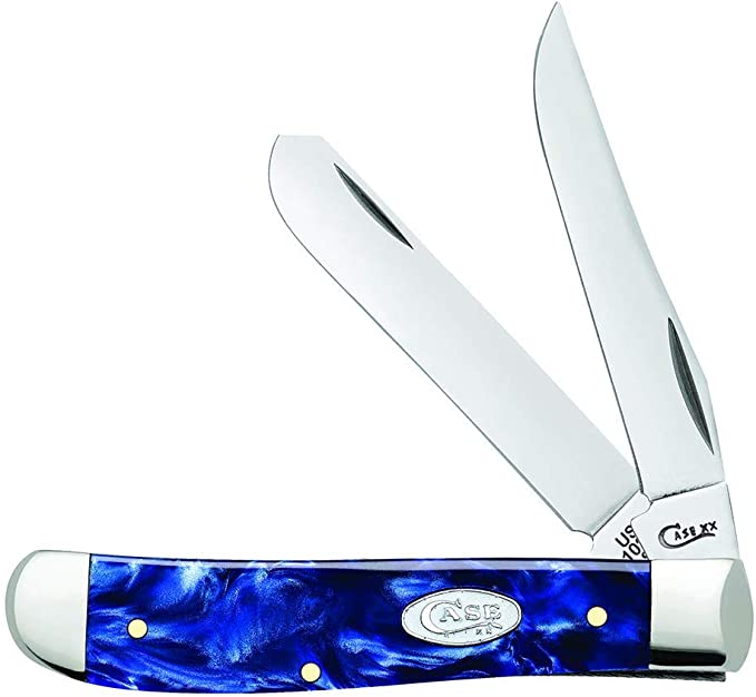 CASE XX WR Pocket Knife Mini Trapper Sparxx Blue Pearl Kirinite Item #23432 - (10207 SS) - Length Closed: 3 1/2 Inches