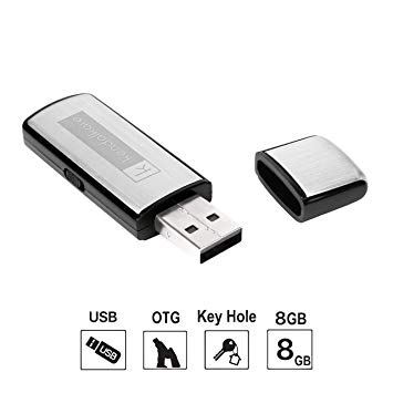 Mini Digital Voice Recorder - 8GB USB Flash Drive - Voice Recorder for Lectures or Meetings - Digital Recorder with 11 Hours Capacity - Works with Windows/Mac Android OTG - Mini Tape Recording Device