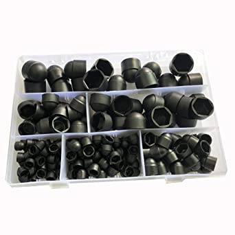 Black PE Bolt Covers Screw Caps Hex Cap Plastic Nut Assortment Kits Nylon Insert Locknut for Screws Bolts M4 M5 M6 M8 M10 M12