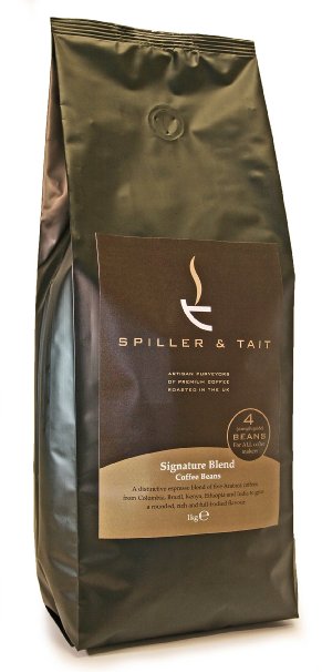 Spiller and Tait Signature Blend - Coffee Beans 1kg Bag - Award Winning - Top Speciality Coffee Roasted in the UK - Espresso Blend Suitable for All Coffee Machines - Premium Arabica Beans