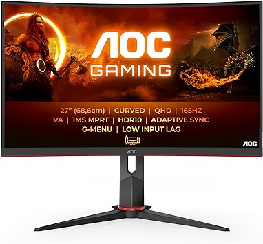 AOC Gaming CQ27G2S - Moniteur incurvé 27 Zoll QHD, FreeSync Premium (2560x1440, 165 Hz, HDMI 2.0, DisplayPort 1.2) noir/rouge