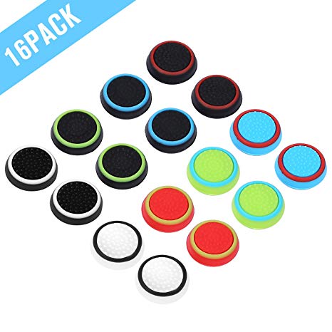 Obeka 8 Pairs Thumb Grips Silicone Analog Stick Covers Thumbstick Controller Replacement Joystick Cap Compatible PS4 PS3 PS2 Xbox One Xbox 360 Wii U – Assorted