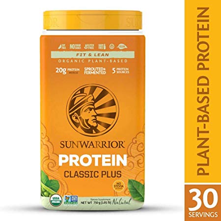 Sunwarrior - Classic Plus, Vegan Protein Powder with Peas & Brown Rice, Raw Organic Plant Based Protein, Natural, 30 Servings
