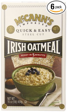McCANN'S Steel Cut Irish Oatmeal, Quick & Easy, 16-Ounce Boxes (Pack of 6)