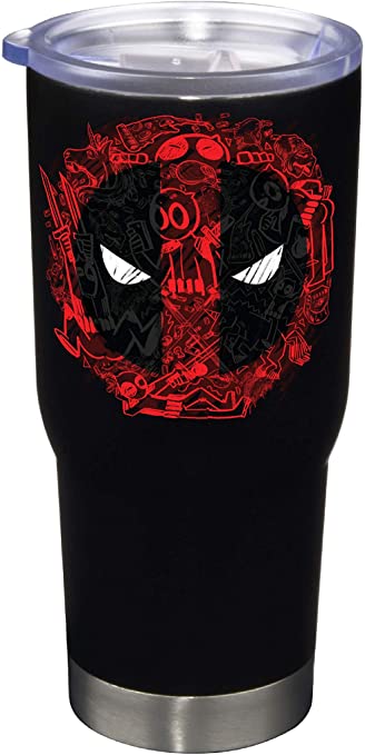 22 oz Stainless Steel - Black Tumbler - Deadpool Sketch