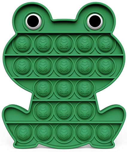 Idealforce Frog Push Pop Fidget Toy Push Pop Bubble Sensory Toy Silicone Stress Relief for Kids Family Games (Frog-Dark Green)