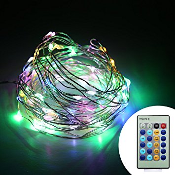 Excelvan 10m/33ft 100 LED String Lights Copper Wire LED Starry Light with Remote Controller, USB Operated Waterproof Fairy Lights for Home,Patio,Garden and Party,Holiday Decoration (Multi-Color)