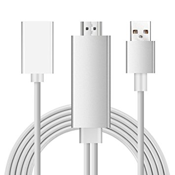 LeaningTech HD Mirroring Cable, Lightning USB to HDMI Adapter, 1080P HDTV Lightning Cable Display Adaptor for iPhone iPad SAMSUNG S3 S4 S5 S6 S7 NOTE3 NOTE4 NOTE5,IOS & Andriod, Plug and Play Silver