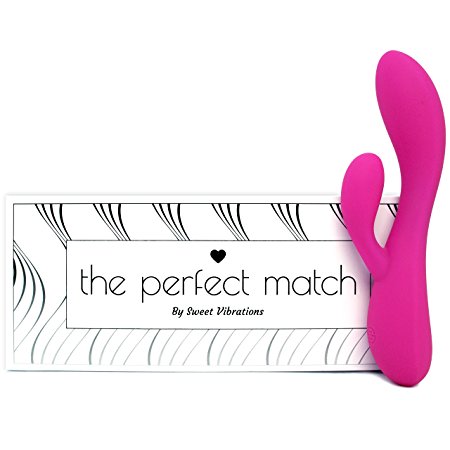 The Perfect Match - Silky Soft, Flexible, Dual Vibrator Sex Toy with 10 Settings for Women & Couples, Waterproof, Rechargeable, & Quiet, Pink, by Sweet Vibrations