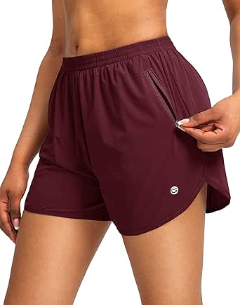 G Gradual Women's Running Shorts with Zipper Pockets Quick Dry Athletic Workout Gym 3" Shorts for Women with Comfy Liner