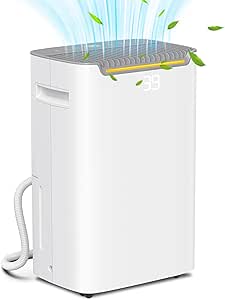 HOMCOM 20L/Day Dehumidifier with Continuous Drainage, 2.5L Water Tank, 24H Timer On/off, Digital Humidity Display, Air Filter, Dehumidifier for Home Damp, Bedroom, Condensation, Mould, Laundry Drying