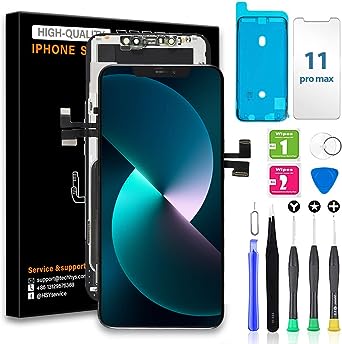 EXW for iPhone 11 Pro Max Screen Replacement Kit 6.5 Inch LCD Display 3D Touch Digitizer Glass Assembly with Repair Tool Kit Waterproof Adhesive Screen Tempered Protector