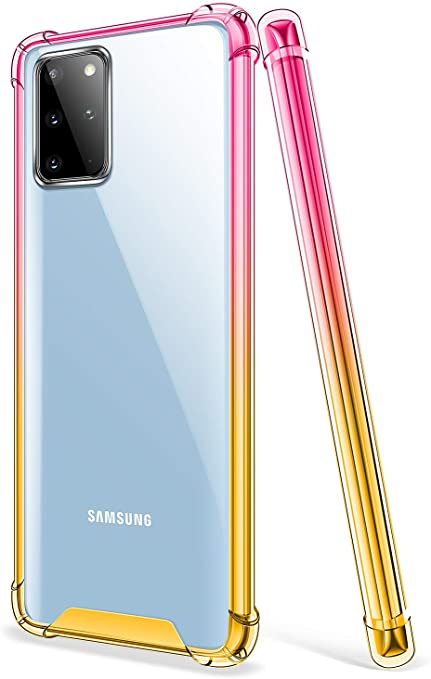 SALAWAT Galaxy S20 Plus Case, Clear Galaxy S20 Plus Case Cute Gradient Slim Phone Case Cover Reinforced TPU Bumper Shockproof Protective Case for Samsung Galaxy S20 Plus 6.7 Inch 2020 (Pink Gold)