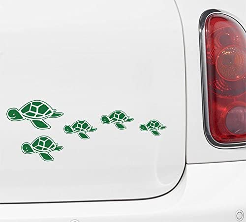 Family - Sea Turtles - Car Vinyl Decal Sticker - Original Artwork by Yadda-Yadda Design Co. (15"w x 3.25"h) (Green)