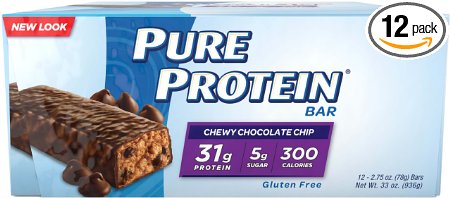 Pure Protein High Protein  Bar, Chewy Chocolate Chip, 2.75-Ounce Bar, 12-Count