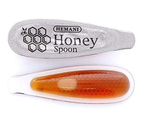 HEMANI | Pure Honey Spoon & Ginger Extract - Natural Sweetener & Stirrer - Individual Single Use - Natural Energy Snack on the Go (10 Spoons Total)