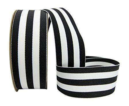 Ribbon Bazaar Grosgrain Mono Stripes 5/8 inch Black 20 yards 100% Polyester Ribbon