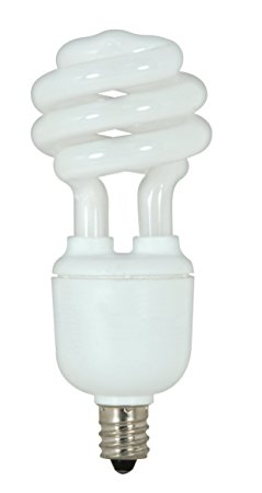 Satco S7363 9-Watt Candelabra Base T2 Mini Spiral, 5000K, 120V, Equivalent to 40-Watt Incandescent Lamp for Enclosed Fixtures