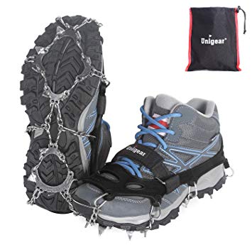 Unigear Traction Cleats Ice Snow Grips 18 Spikes Walking, Jogging, Climbing Hiking