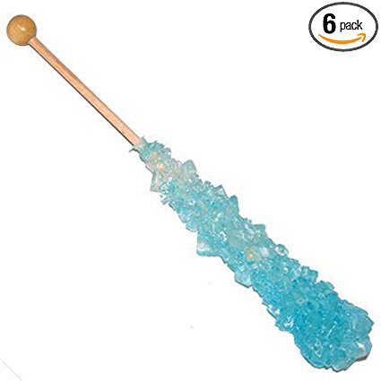 Rock Candy Lt. Blue Cotton Candy Boxed Individually Wrapped Rock Candy Crystal Sticks 6-pack