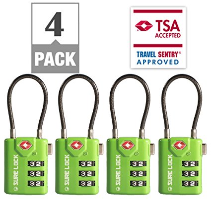 TSA Compatible Travel Luggage Locks, Inspection Indicator, Easy Read Dials- 1, 2 & 4 Pack