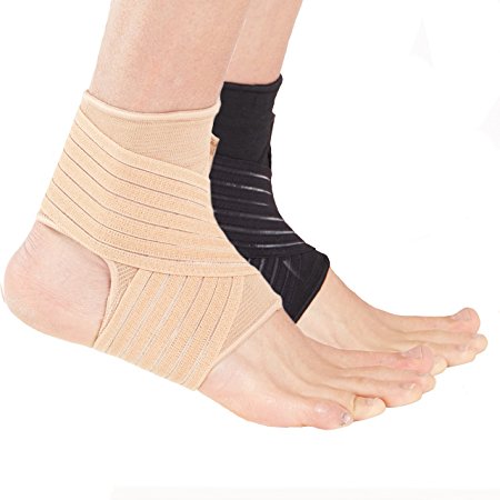 Actesso Ankle Support Sleeve with Wrap around Strap - the Ultimate Support for Sprains, Strains and Sports injury (Small, Black)