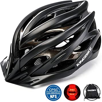 KINGBIKE Ultralight Bike Helmets CPSC&CE Certified with Rear Light   Portable Simple Backpack   Detachable Visor for Men Women(M/L,L/XL)