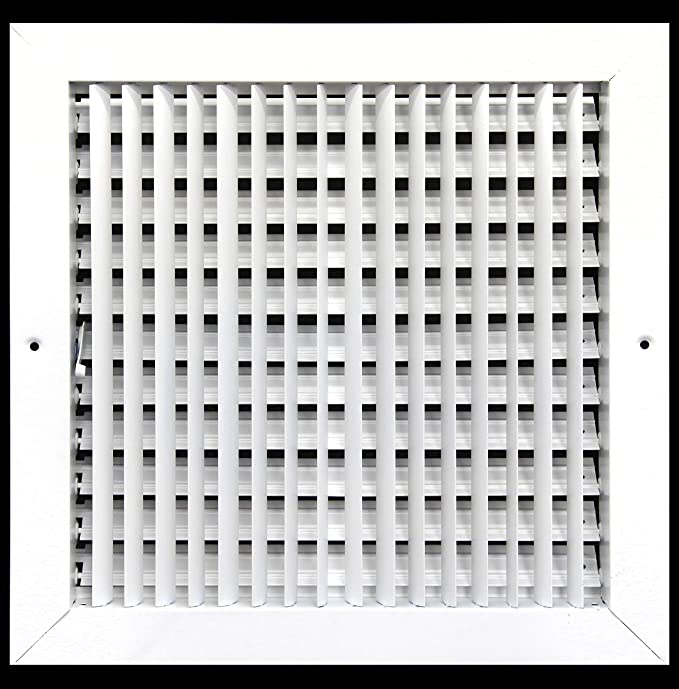 16" X 16" Adjustable AIR Supply Diffuser - HVAC Vent Cover Sidewall or Ceiling - Grille Register - High Airflow - White [Outer Dimensions: 17.75"w X 17.75"h]