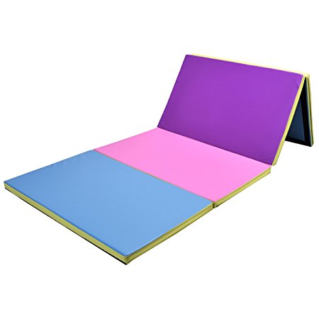 Giantex 4'x10'x2" Gymnastics Mat Folding PU Panel Gym Fitness Exercise Multi-Colors 2016