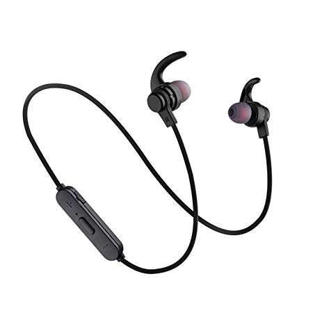 Bluetooth Headphones Magnetic Sport Headphones IPX5 Waterproof Earbuds High Fidelity Stereo Sound and Noise Cancelling Mic Headphones for Women Men(Black)
