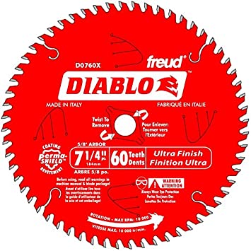 Diablo Ultra Finish Circular Saw Blade - 7 1/4in. 60 Tooth, Fine Finish, Model Number D0760X