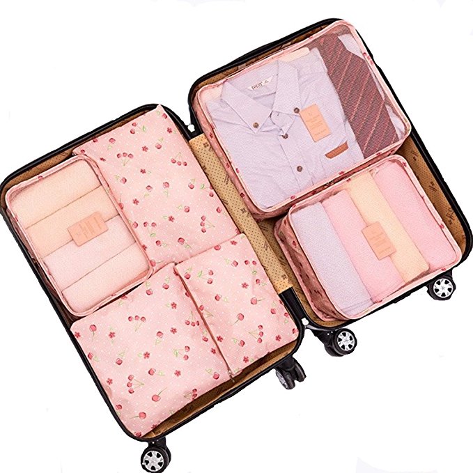 6Pcs Travel Storage Bags Clothes Packing Cubes Luggage Organizer Pouch